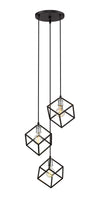 Vertical 3 Light Pendant in Matte Black + Brushed Nickel Finish