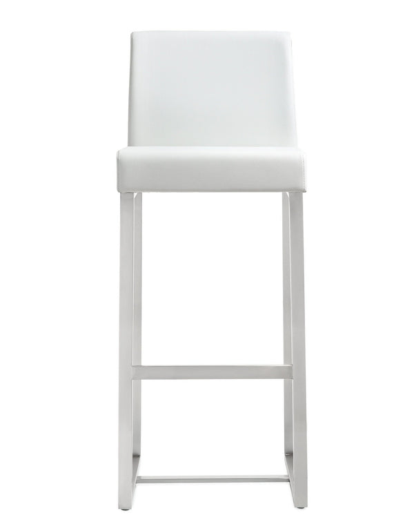Denmark White Stainless Steel Barstool (Set of 2)