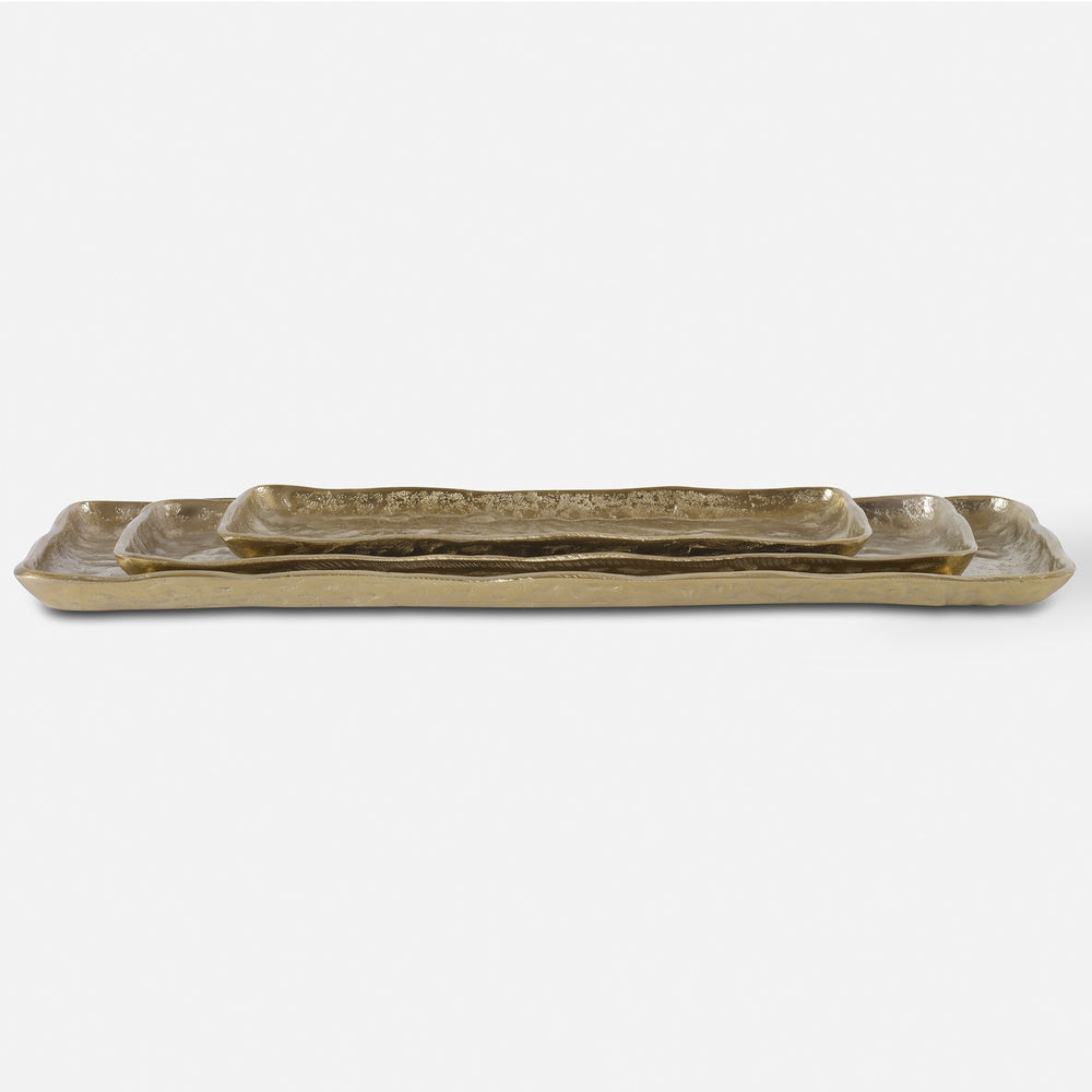 Artisan Antique Gold Trays, S/3