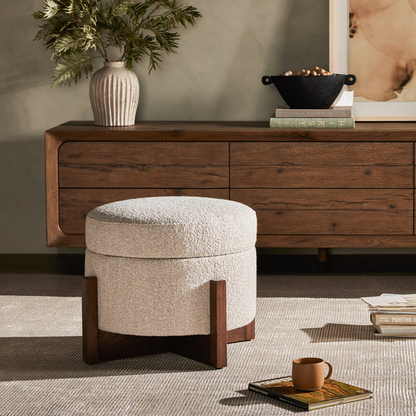 Esben Storage Ottoman In 25" In Sattley Fog