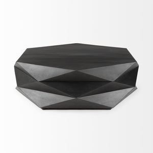 Arreto Black Solid Wood Hexagonal Storage Coffee Table