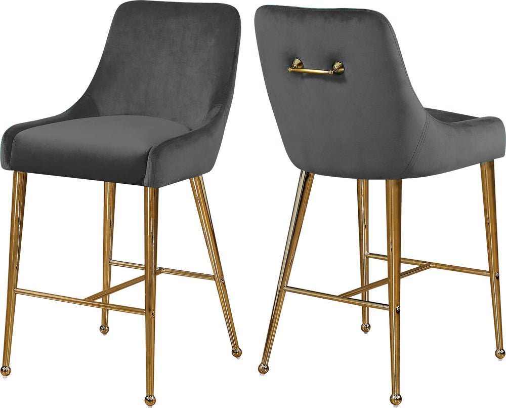 Irvin Stool In Grey Velvet