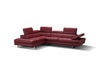 Eliza Italian Leather Sectional Red In Left hand Facing