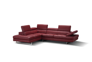 Eliza Italian Leather Sectional Red In Left hand Facing