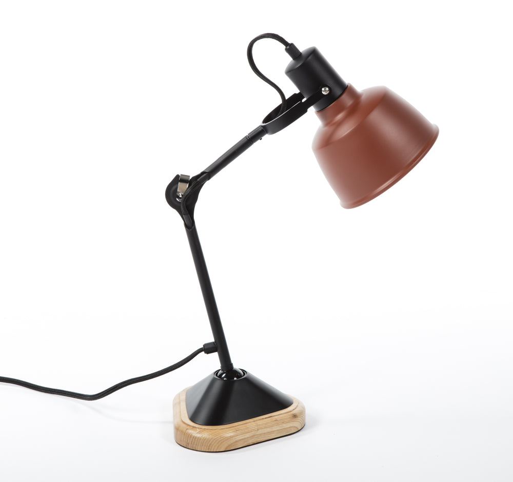 Eduardo Table Lamp - Matt Black/Brick-Red Shade