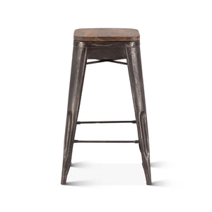 Eiffel 12" Barstool, Teak Top