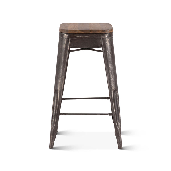 Eiffel 12" Barstool, Teak Top
