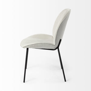 Inala White Fabric Seat Black Metal Frame Dining Chair