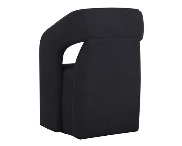 KENDRICK WHEELED DINING ARMCHAIR - ABBINGTON BLACK