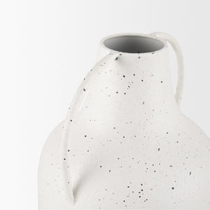 Treva Tall White w/ Black Speckles Metal Vase