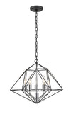 Geo 5 Light Chandelier in Matte Black + Chrome Finish