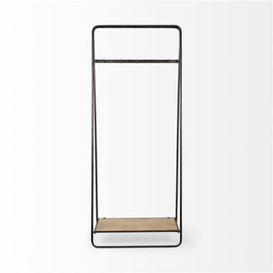 Carell 31L x 18W Black Metal And Wood Shelf Hall Tree
