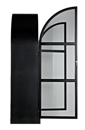 Yoke Hutch Industrial Steel and Glass Matte Black Cabinet