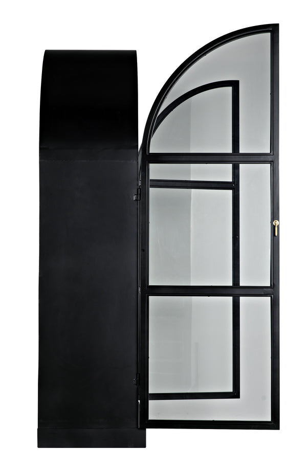 Yoke Hutch Industrial Steel and Glass Matte Black Cabinet