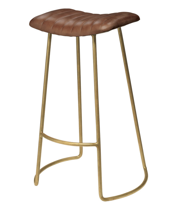 Theo Leather Bar Stool, Brown