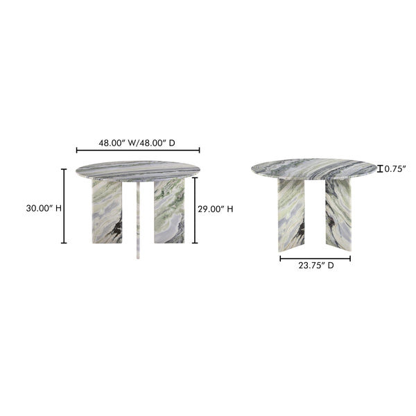 Celia Round Dining Table in Green Onyx Marble