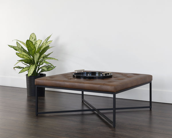 ENDALL OTTOMAN - BLACK - BRAVO COGNAC