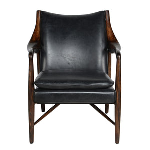 Kiannah Leather Club Chair in Jet Black