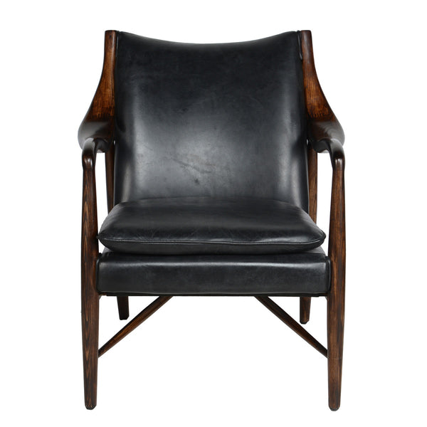 Kiannah Leather Club Chair in Jet Black