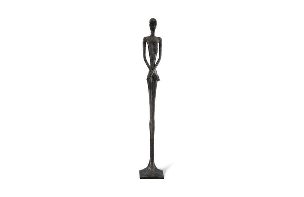 Skinny Female Sculpture, Liquid Silver