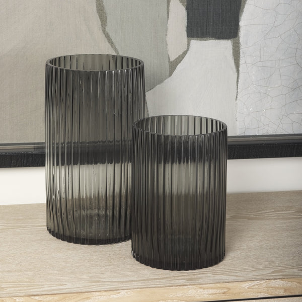Dawn Tall Smokey Black Glass Vase