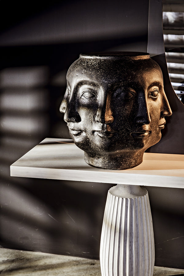 Multi-Face Stool, Black Fiber Cement