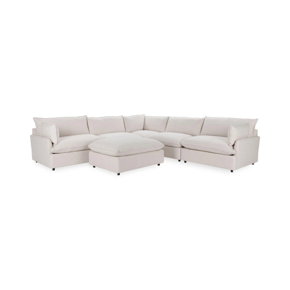 Caplan 6-Piece Modular Sectional with Ottoman in Dawn-Flax
