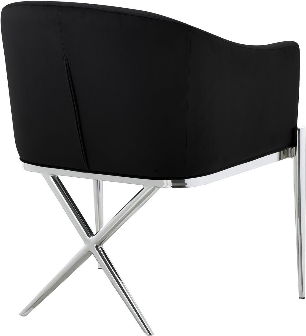 Doris Dining Chair In Black Velvet and Chrome