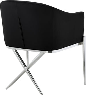 Doris Dining Chair In Black Velvet and Chrome