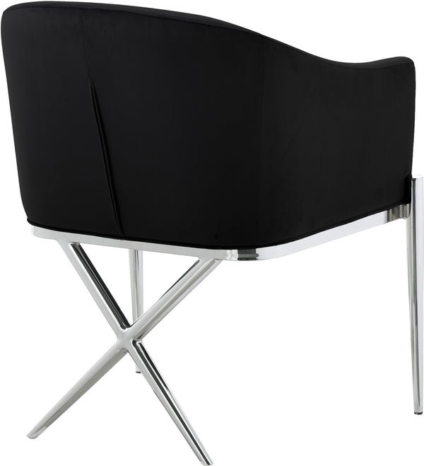 Doris Dining Chair In Black Velvet and Chrome