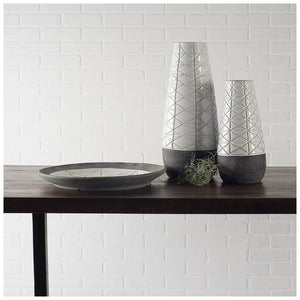Harrier II Large Gray Ceramic Dark Base White Vase