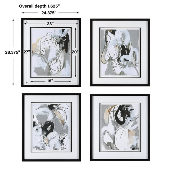 Tangled Threads Abstract Framed Prints, S/4