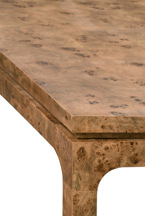 MODERN RECTANGULAR DINING TABLE IN DARK BURL WOOD