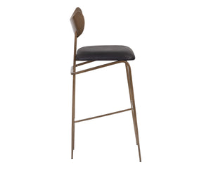 GIBBONS BARSTOOL - ANTIQUE BRASS - CHARCOAL BLACK LEATHER