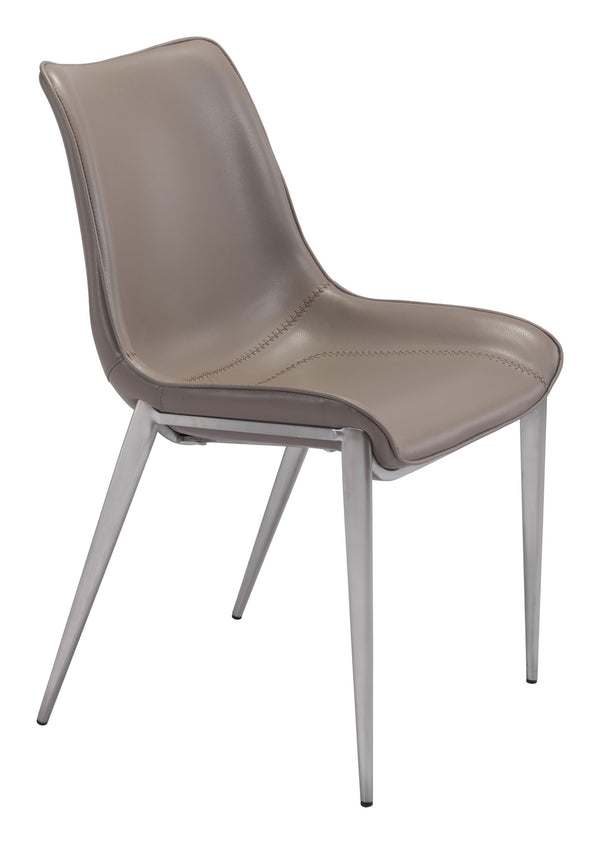Magnus Dining Chair (Set of 2) Brown & Silver