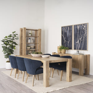 Niles 23.5L x 24.0W x 32.0H Navy Fabric Seat W/ Medium Brown Wooden Legs Wingback Dining Chair