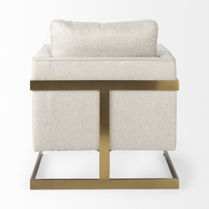 Rupert Cream Poly-Linen Seat w/ Gold Stainless Steel Frame Accent Chair