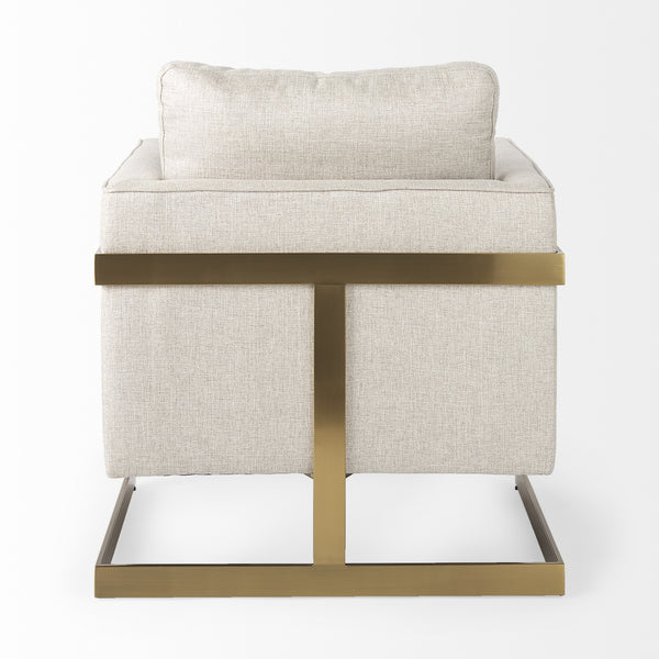Rupert Cream Poly-Linen Seat w/ Gold Stainless Steel Frame Accent Chair