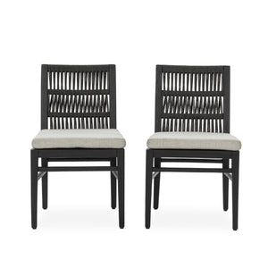Westville Outdoor Dining Chair Set of 2 - Black Mahogany with Olefin Fabric