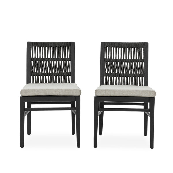 Westville Outdoor Dining Chair Set of 2 - Black Mahogany with Olefin Fabric