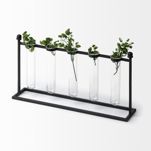 Bunsen Black Metal Five Glass Test Tube Vase