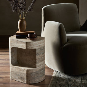 Clementine End Table In Textured Sandy Grey