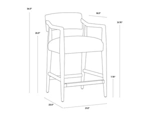 KEAGAN COUNTER STOOL - SHALIMAR TOBACCO LEATHER