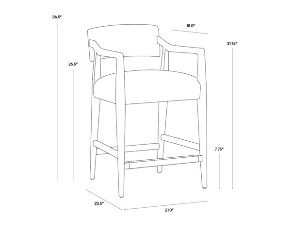 KEAGAN COUNTER STOOL - SHALIMAR TOBACCO LEATHER