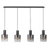 Henley 4 Light Island Light in Satin Black & Smoke Glass
