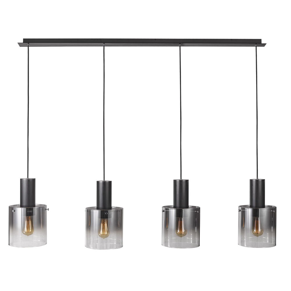 Henley 4 Light Island Light in Satin Black & Smoke Glass
