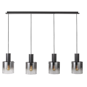 Henley 4 Light Island Light in Satin Black & Smoke Glass