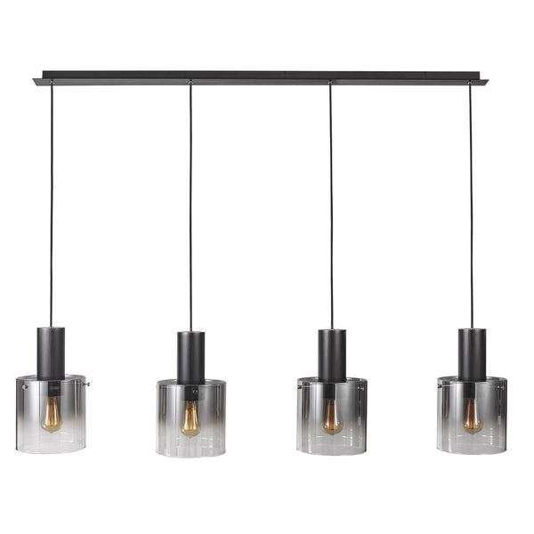 Henley 4 Light Island Light in Satin Black & Smoke Glass