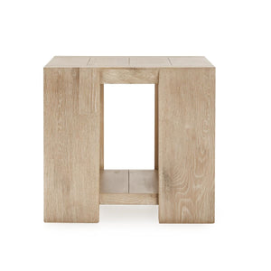 Troy Solid Wood End Table in Aged Cream