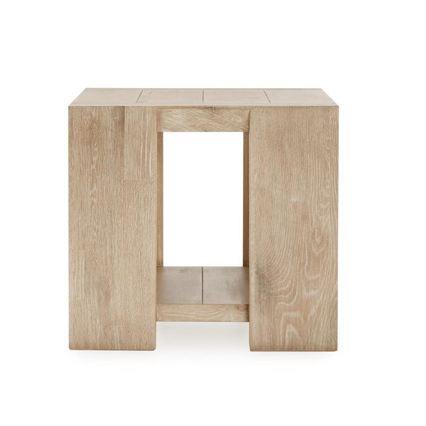 Troy Solid Wood End Table in Aged Cream